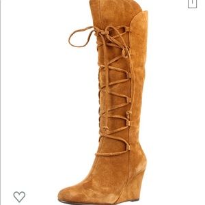 Aerosols Plum Sauce Black Suede Knee High Boots